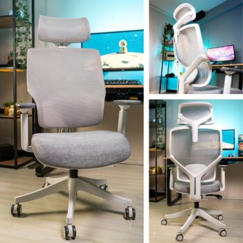 Cadeira Office DT3 Yura, ergonomica em Mesh Vintex-Y™+Tecido DT3 UltraSoft ™, apoio de cabeça 2D, braços 2D, ajuste manual de altura, suporta até 120kg e altura máx. de 1,75m(Grey)